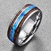 Vakki 6mm 8mm Hawaiian Koa Wood Tungsten Rings for Men Blue Created Opal Wedding Band Dome Style Comfort Fit Size 6-14
