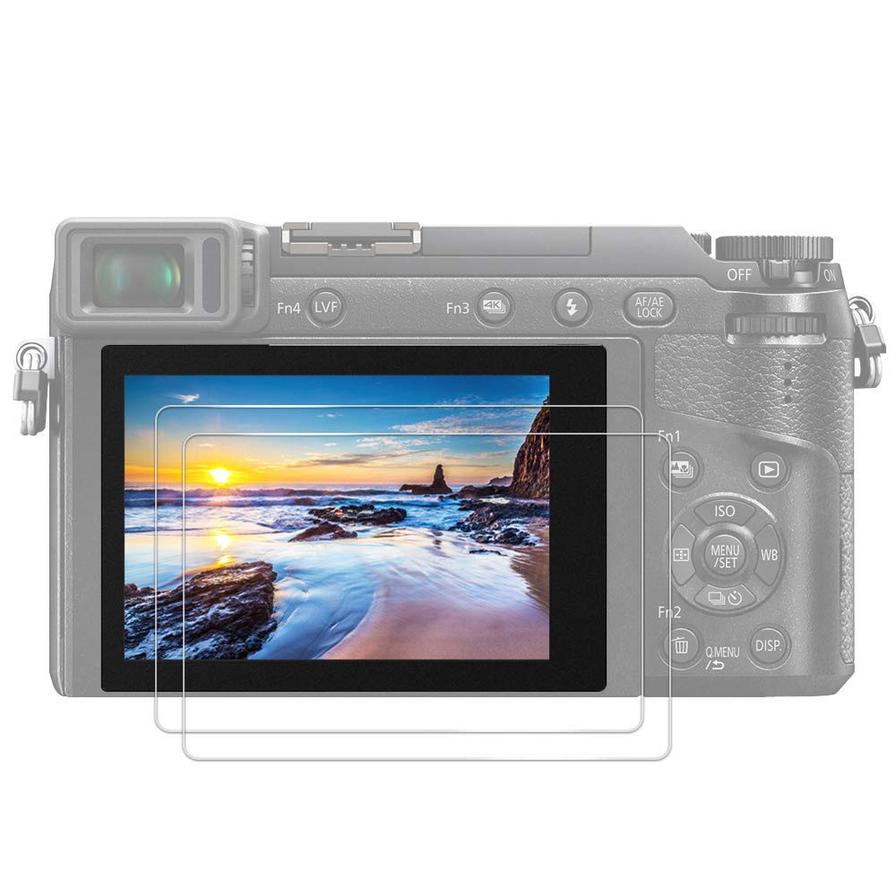 JJC (2 PACK Tempered Glass Screen Protector for Panasonic GH7/ GH6, GX85/GX80, FZ2000/FZ2500, G7/FZ300, G80/G85, LX10/LX15 Digital Camera, Ultra-Thin HD, High Hardness Shatterproof Anti-Bubble