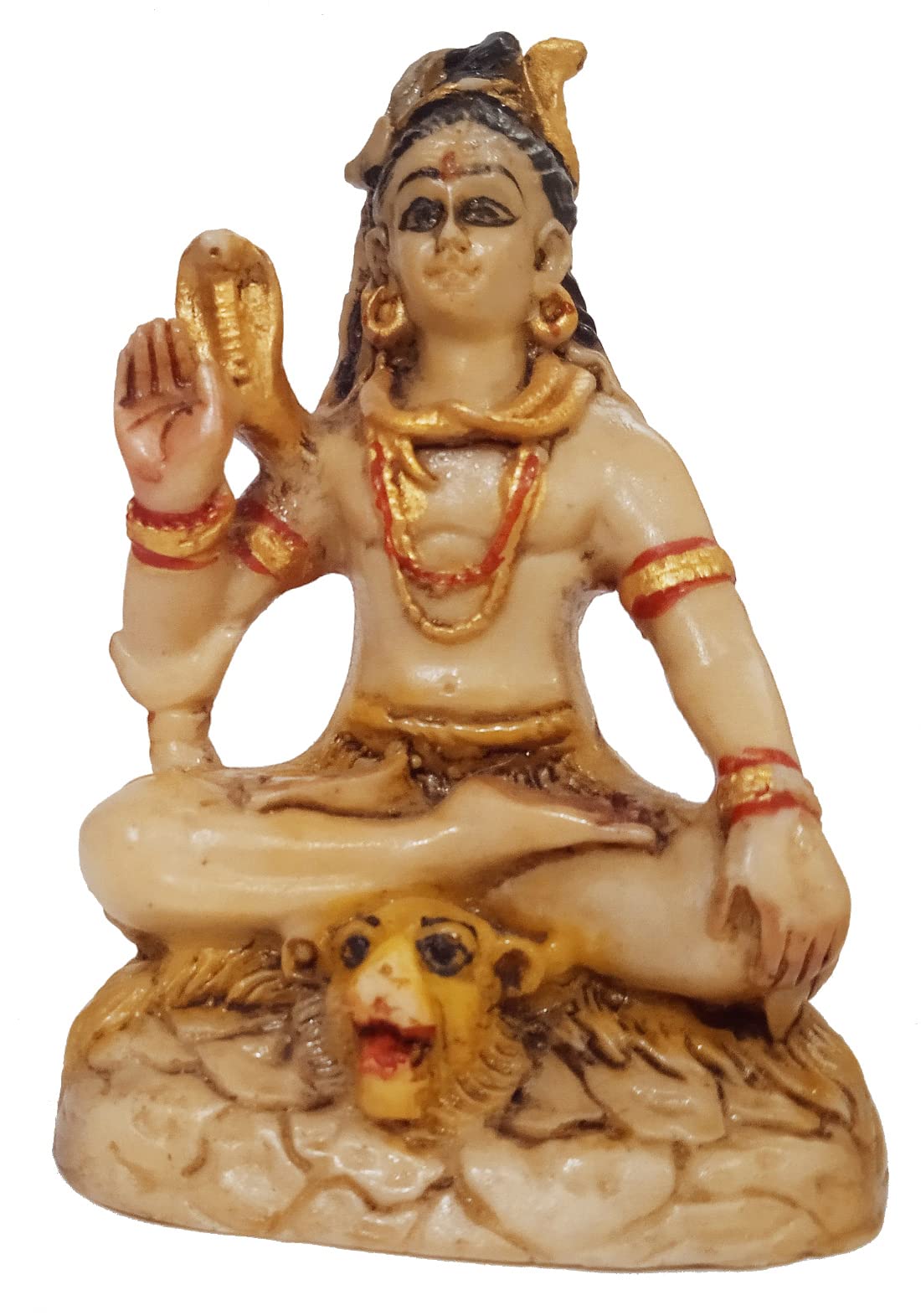 Purpledip Resin Idol Neelkanth Shiva: Stone Finish Statue For Home Temple (12424)