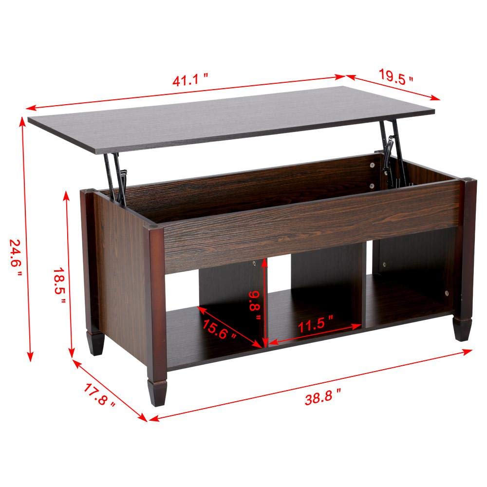 Yaheetech Living Room Slide Top Trunk Coffee Table with Storage Box & 2 Drawers Side Table Parlor Coffee, Espresso Finish