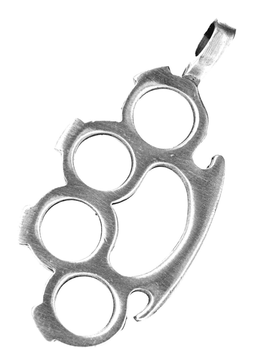 Kiss of Leather Brass Knuckles Pendant Pewter No. 7