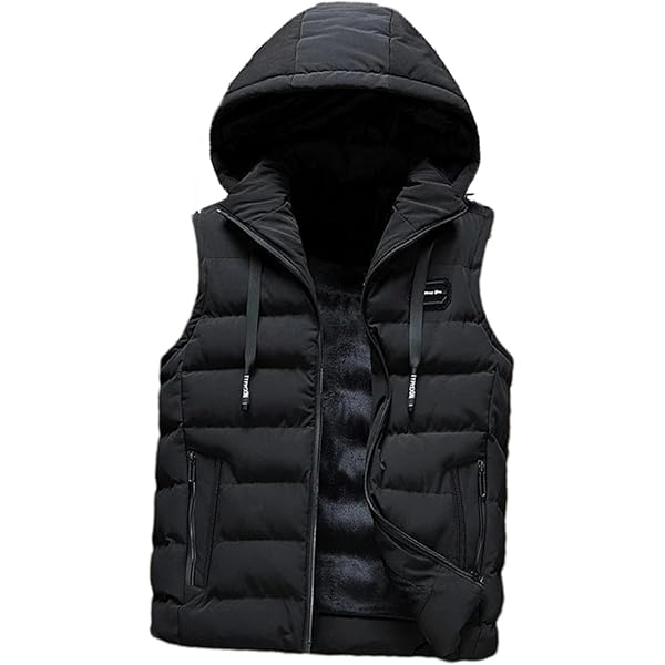 8YARDS Men’s BIG HOODIE VEST フード付き中綿ベスト RSZGSWS Mens Quilted Puffer Vest With Hood Winter Thicken