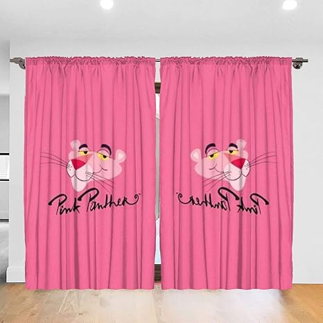 Amazon Co Jp ピンクパンサー画像の壁紙 カーテン 1級遮光 断熱 防寒 おしゃれ 可愛い 遮光カーテン 両開き リビング用 寝室用 幅132 丈1cm 2枚組 ホーム キッチン