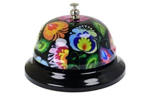 WEKOIL Call Bell Desk Service Bell Ding Bell for Restaurant Hotel Room Kitchen PartyOffice Elderly Teachers Large Black Pattern Bell,3.3 inch