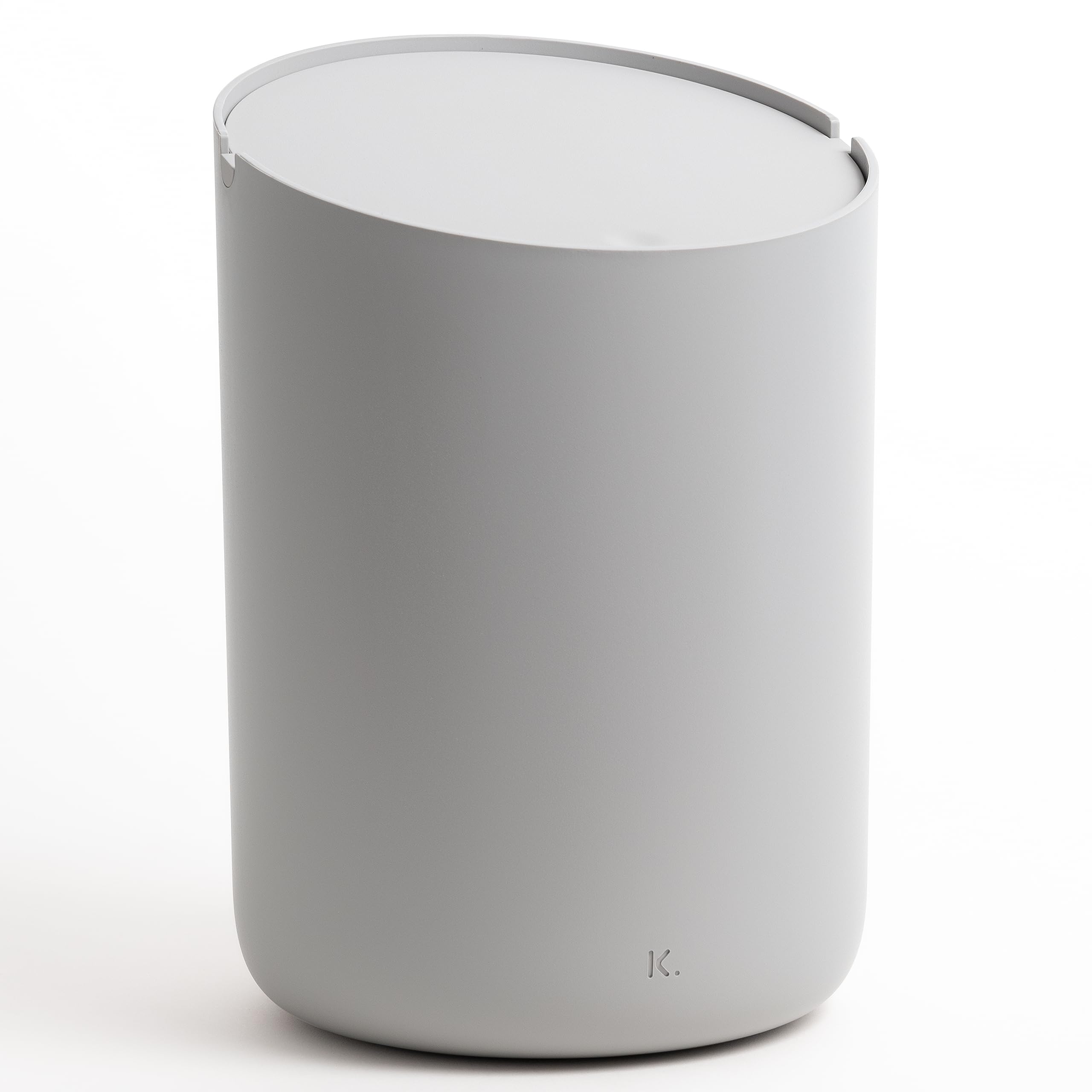 Kazai.® Mini Waste Bin 'Tove' - Small and Unique Design Bin from Berlin | For Bathroom, Kitchen & Desk | 1.5L Capacity, Non-slip, Inner Bucket | Light grey