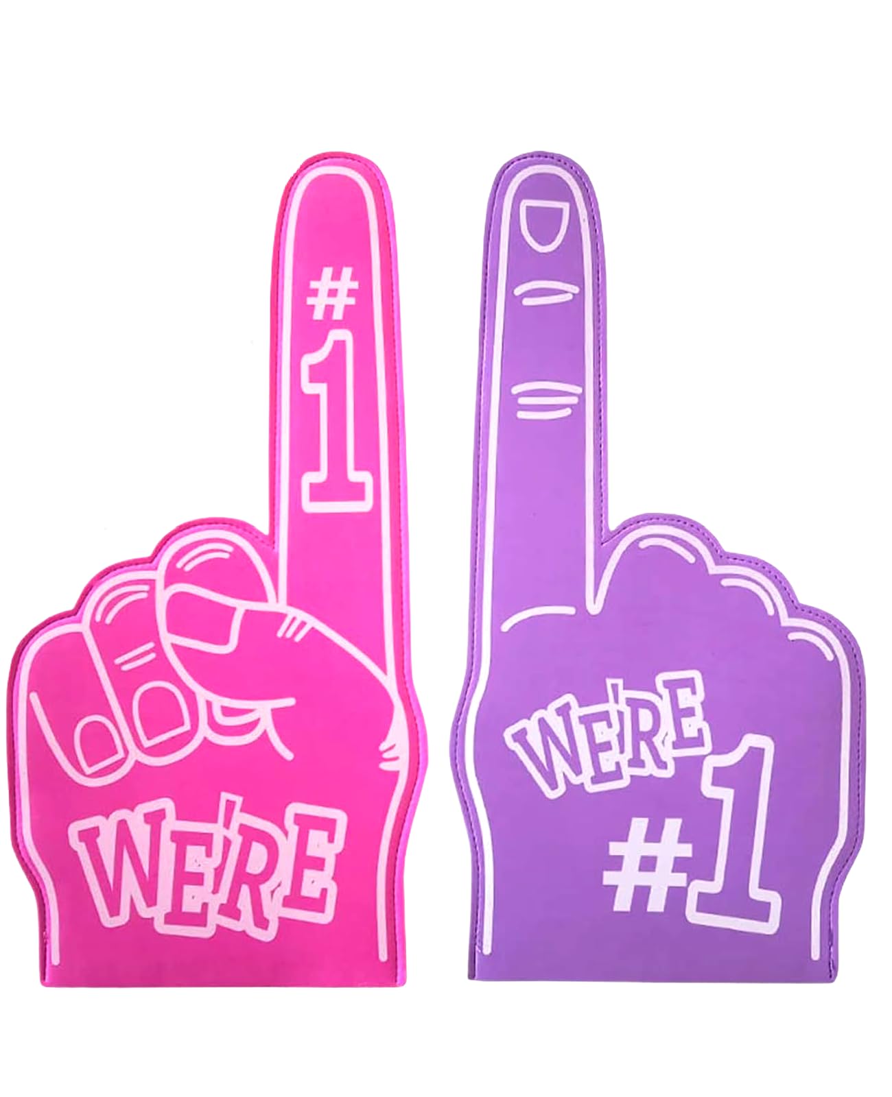 FunnAura 2 Pcs Foam Hand, Pink and Purple Number 1 Gladiators Foam Finger for Sports Event Games Party Fan Accessories