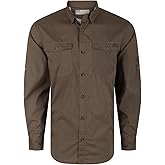 Drake Waterfowl Men's Frat Gingham Check UPF-30 Moisture-Wicking Quick-Drying Vented Button-Down Long-Sleeve Casual Shirt, Chocolate Chip, Large