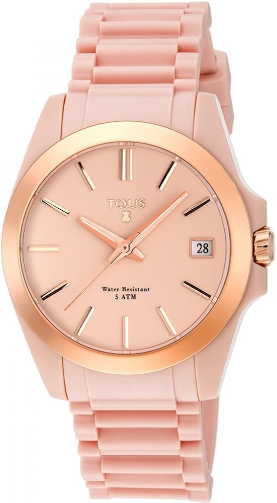 Reloj Tous Drive Fun de acero IP rosado con correa de Silicona nude Ref:700350305