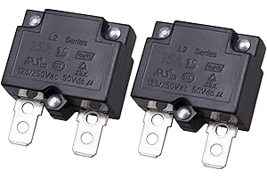 RKURCK 2Pcs Thermal Circuit Breaker 15Amp Thermal Overload Protector L2 Series 125-250V AC 50V DC Automatic Reset Relay Fuse Thermal Switch Circuit Breaker Current Overload Protector