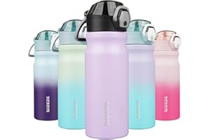 BJPKPK Water Bottle With Straw 18oz Insulated Water Bottles Reusable Stainless Steel Metal Thermos With Leak Proof Lockable Lid And Carry Handle,Iceberg