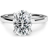 VISDIV 3CT Sterling Silver Engagement Rings AAAAA Cubic Zirconia CZ Wedding Promise Bands For Women Oval Solitaire Simulated Diamond Silver/Gold Size 5-10