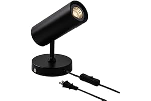 Aisilan Black Plug in Spotlight Fixtures, 7W Replaceable GU10 Bulb Adjustable Ceiling Spot Light Indoor, Warm White 3000K Acc