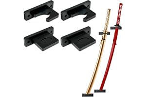ELIFINDS Sword Wall Mount Katana Holder Adjustable Tilting Vertical Display for Samurai Collection Versatile Bamboo Rack Hanger for Weapon Cosplay Blade Fishing Rod Flutes Billiard Cue Sticks 1-Tier Set of 2
