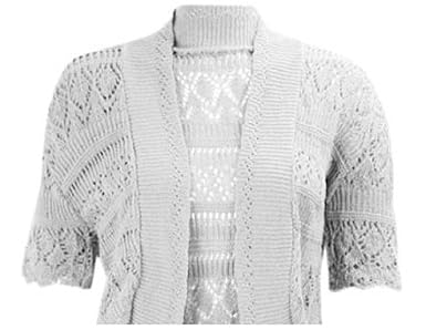 My Fashion Store Bolero Damen Mädchen Schalkragen Wickeloptik Haken Strick Capeline kurz