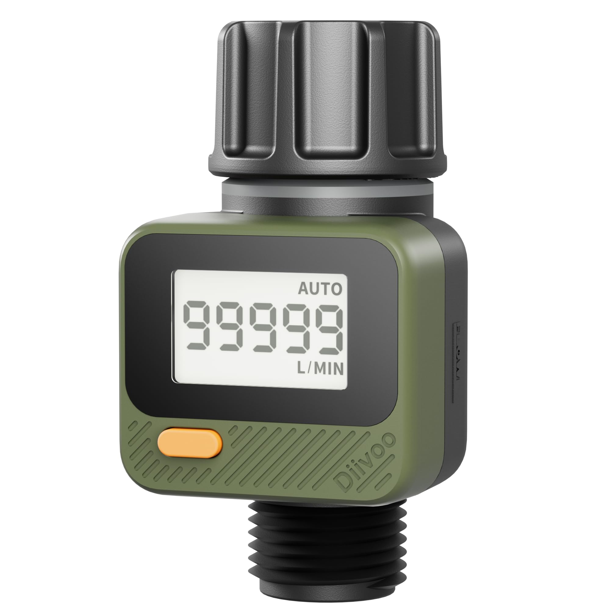 Photo 1 of Diivoo Water Flow Meter with 180° Removable Panel, 4 Measure Modes, ±5% High Accuracy and IP54, Measure Gallon/Liter Consumption and Flow Rate for Outdoor Garden Hose Watering, RV Water Tank Filling