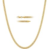 KRKC&CO Silver Cuban Link Chain for Men, Gift for Him Husband Dad, 925 Sterling / 24K Gold Plated and 316l Stainless Steel Base, 3/5mm Miami Necklace Jewelrys, Cadena de Plata