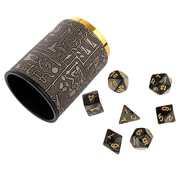 Magideal 7x Dadi Poliedrici Per Dungeons And Dragons Giochi Da Tavolo Coppa Di Dadi Nero