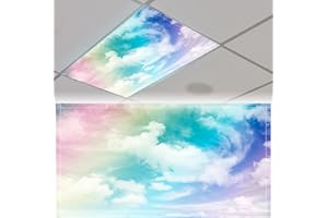 Patelai 4 x 2 Feet Fluorescent Light Cover for Ceiling Lights Magnetic Light Cover with 10 Magnets Fluorescent Light Filters for School Classroom Home Office Drop Lamp Decor(Sunset)