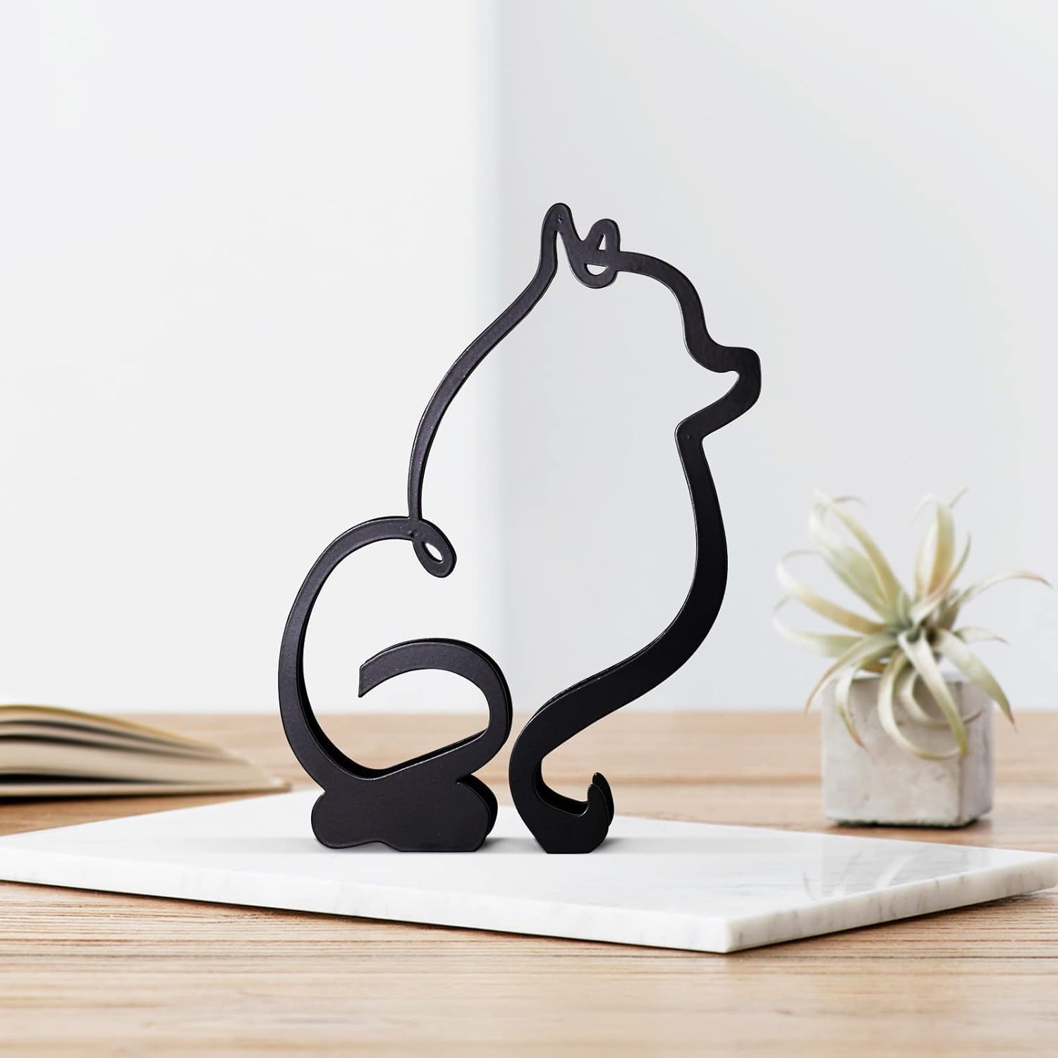 KOLYMAX Dog Minimalist Art Wall Sculpture, Abstract Metal Wire Geometric Line Drawing Art Statue (Pomeranian)