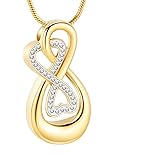 Infinity Love Urn Pendant Stainless Steel Snake Chain Cremation Jewelry for Ashes for Woman Free Filling Tools Include