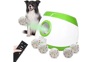 SOCO Automatic Ball Launcher for Dogs Large- 3 Distance Settings (40/60/80FT) w/Remote Control | 2.5" ETPU Tennis Balls | Indoor/Outdoor Dog Toy | 6 Balls & Quick Charge Included
