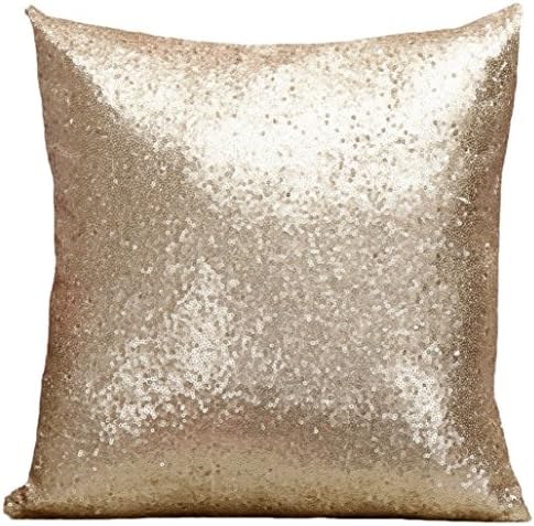 Fashion 40x40cm Solid Color Glitter Sequin Throw Pillow Case Cafe Home Decor Cushion Covers Home Decor Car Seat Sofa Decorative (Champagne Gold)