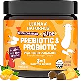 Llama Naturals Kids Probiotic with Prebiotic Fiber, Vegan, Organic Prebiotics and Probiotics Gummies for Gut Health Support, Toddler Real Fruit Gummy Vitamins, No Added Sugar Cane, Peach Mango, 60 Ct