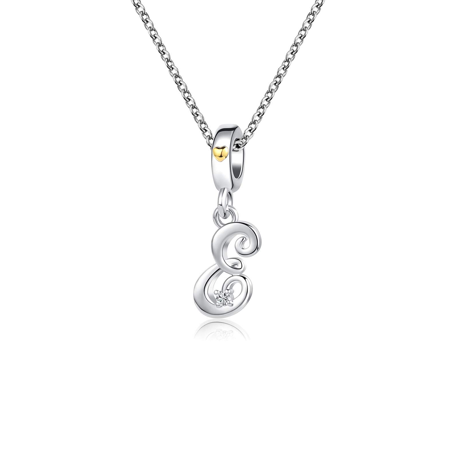 KunBead Jewelry Letter E Love Heart Initial Necklace for Women Girls Men Cheap Sale Rhinestone Nice Chain Necklace for Mum