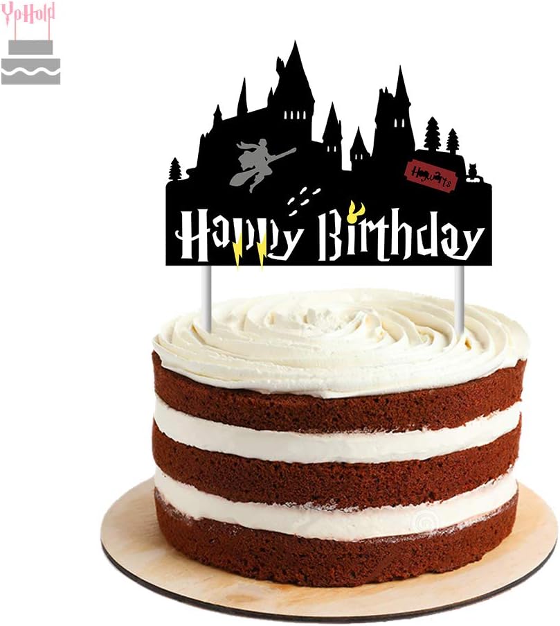 YoHold Wizard Cake Topper for Halloween, Wizard Party Supplies Decorations, 1 Pack, Black