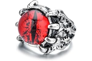 TENGRIAH Gothic Punk Devil Evil Eye Dragon Eagle Claw Ring Retro Open Adjustable Skull Decoration Eyeball Hell Devil Motorcyclist Jewelry Halloween Costume Party Accessories
