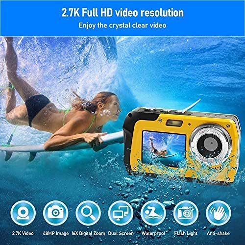 Underwater Camera Waterproof Digital Camera 48MP 2.7K Waterproof Camera