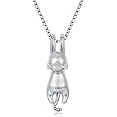 Step Forward Sterling Silver Cat Necklace for Women - Cat Jewelry Gifts for Cat Lovers, Hummingbird Necklace for Her, Mother's Day Birthday Graduation Christmas Gift