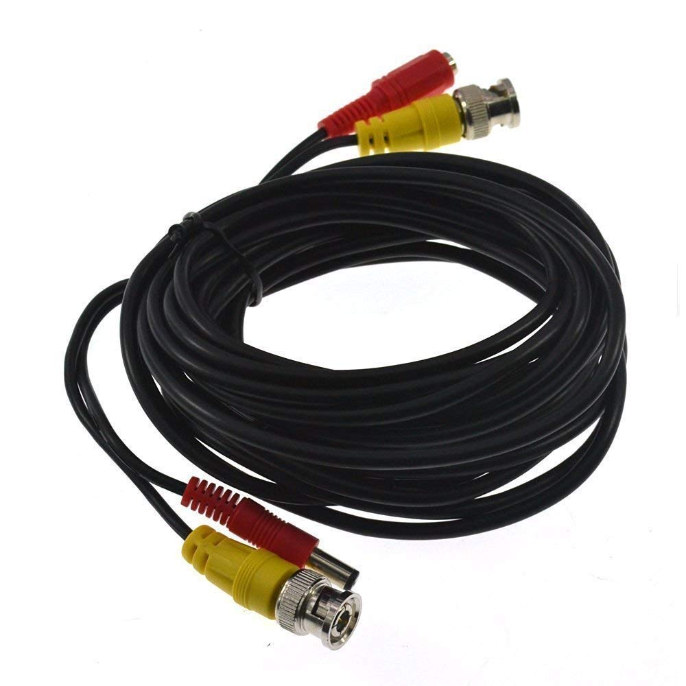 BW 5M / 16.4 Feet BNC Video Power Cable For CCTV Camera DVR Security System - Black, Male-to-Male, Compatible with DVR Machine, VCR, DVD Recorder, TV, Capture Card, Multiplexer, CCTV Camera