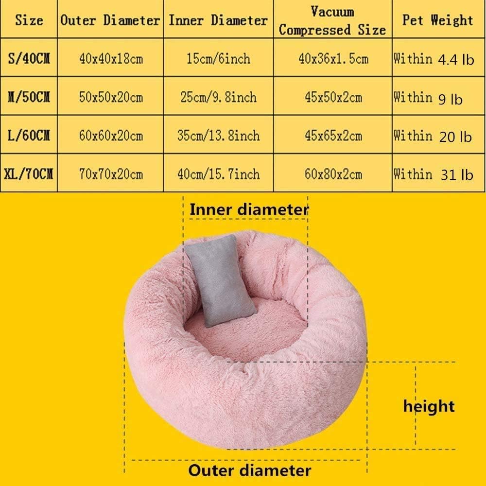 Neekor Cat Dog Beds, Soft Plush Donut Pet Bedding Winter Warm Sleeping Round Fluffy Pet Calming Bed Cuddler for Puppy Dogs/Cats, Size: Small/Medium/Large (Pink/Medium) : Pet Supplies