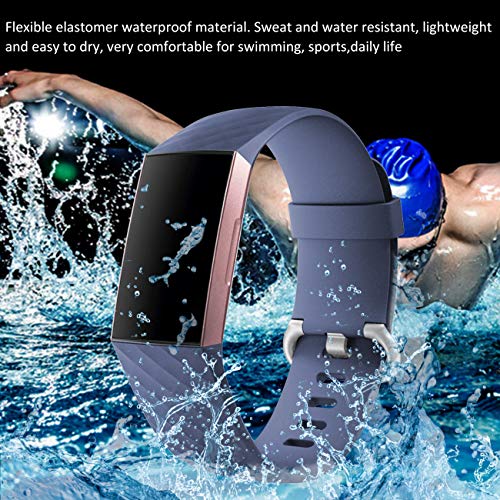 Wepro Bands Replacement Compatible Fitbit Charge 3 for Women Men Small, 3 Pack Sports Watch Band Strap Waterproof Wristband for Fitbit Charge 3 & Charge 3 SE Fitness Tracker, Black, Navy Blue, Gray - Thumbnail 2