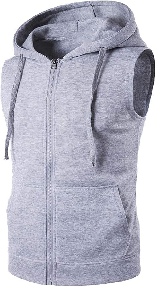 Men's Slim Hooded Pocket Sweater Vest Youth Zipper Cardigan Vest Vest Light Grey at Amazon Menâs 