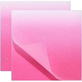 ONLYKXY Gradient Glitter Transparent Sticky Notes for Annotating,Clear Pastel Waterproof 2.95in Index Sticker Self-Stick Book Tabs Square Soft PET Marker Memo Pad for Home Office College (2, Pink)