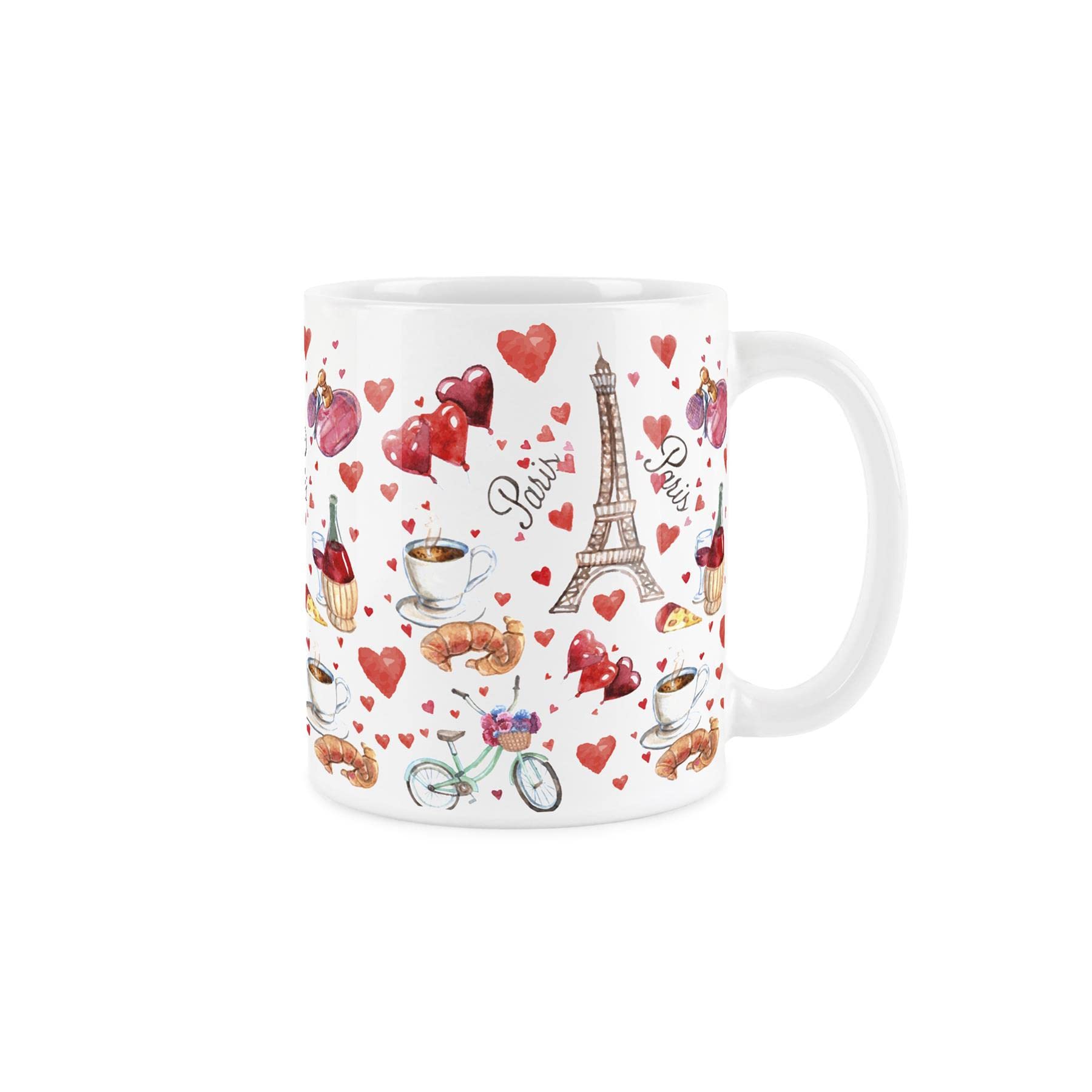 Purely Home Paris Mug - Eiffel Tower & Croissants White Coffee/Tea Gift 11oz