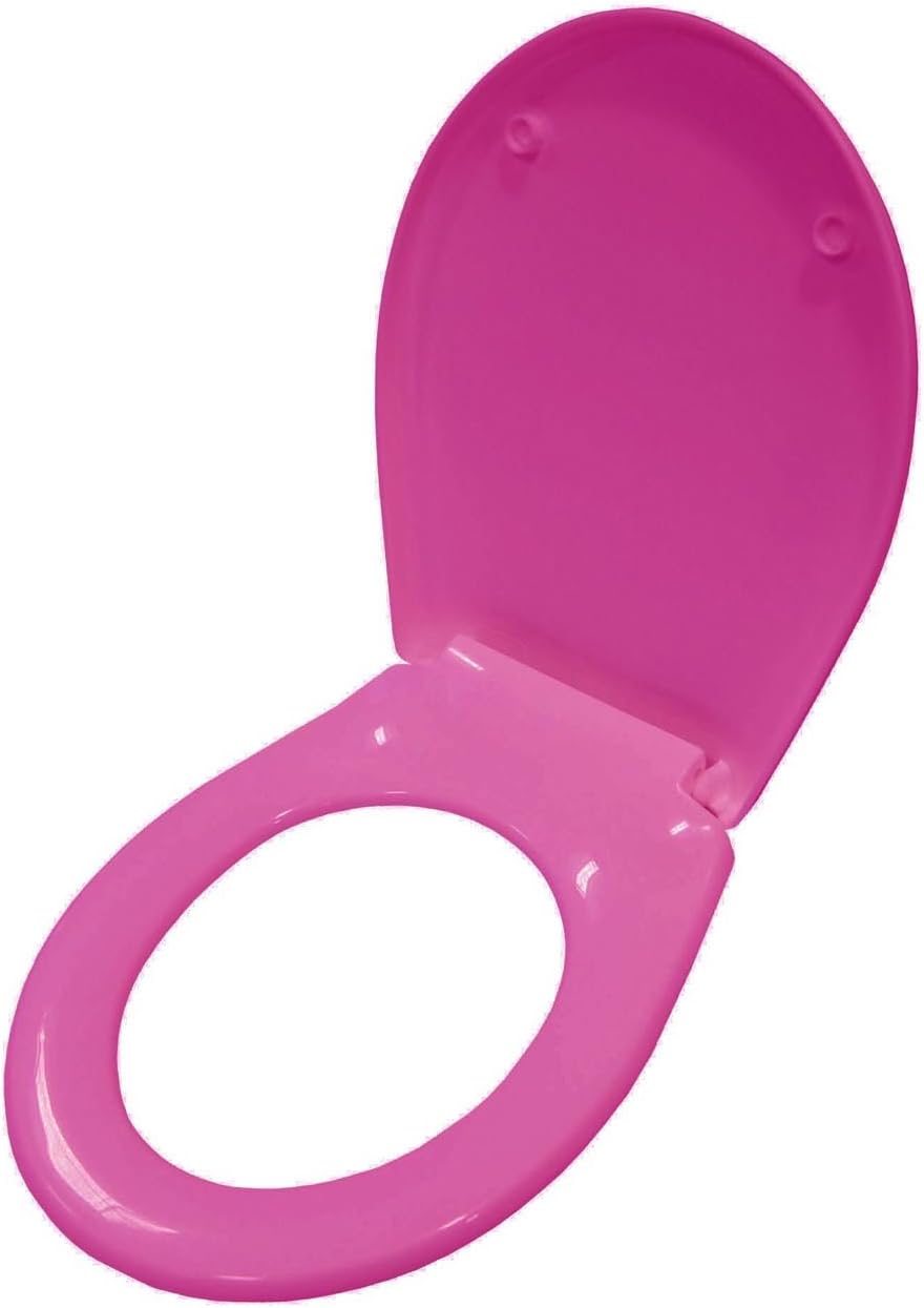 Wham® Bathroom Essentials Universal Toilet Seat in Pink with assembly