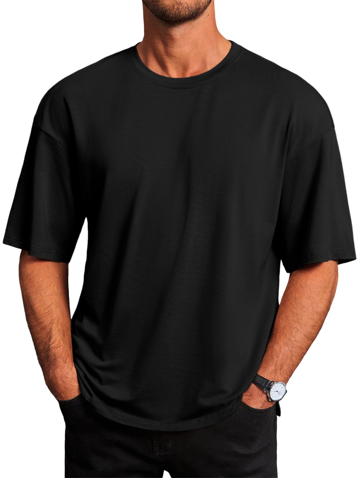 Runcati Mens Casual T-Shirts Short Sleeve Lightweight Oversized Summer Cotton Tee Beach Crew Neck Tops