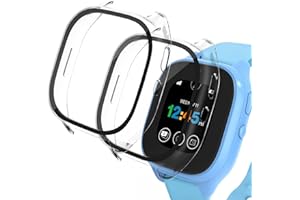 KUAGUOZHE [2 Pack] Case Compatible for Gizmo Watch 3 Screen Protector for Kids, Hard PC Overall Protective Case Bumper Tempered Glass Cover Accessories Compatible with Verizon Gizmo Watch 3,Clear+Clear
