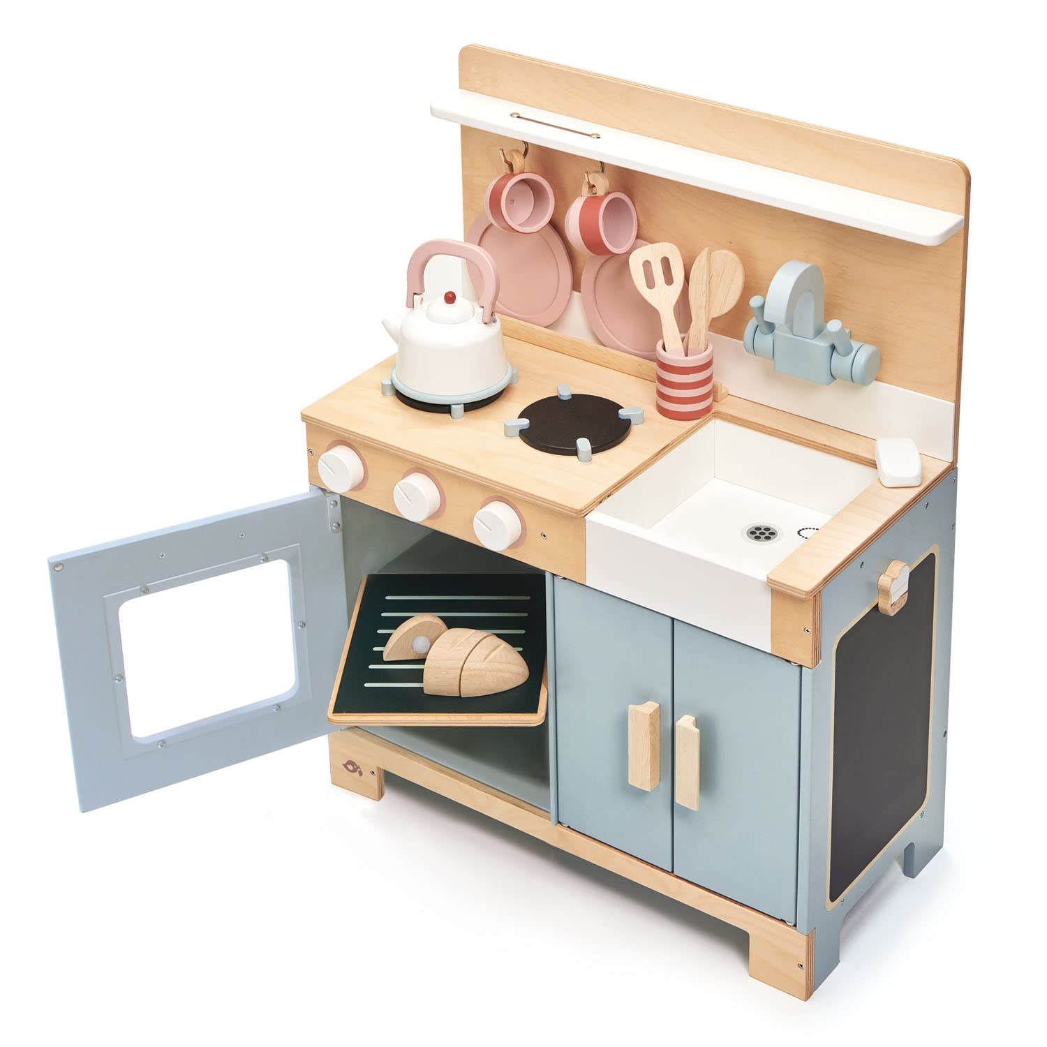 Tender Leaf Toys Home Kitchen Wooden Play Set - Medium Sized Kitchen Toy With Accessories for Pretend Cooking – Develops Social, Creative and Imaginative Skills Ages 3+ Years