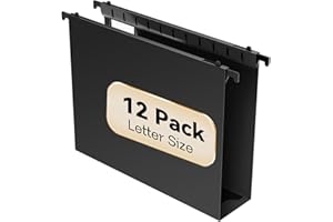 Nordun Extra Capacity Plastic Hanging File Folder Letter Size,12 Pack Reinforced Hang Folders with Heavy Duty 2 Inch Expansion,Durable Hanging Organizer Designed for Bulky Files(Black)