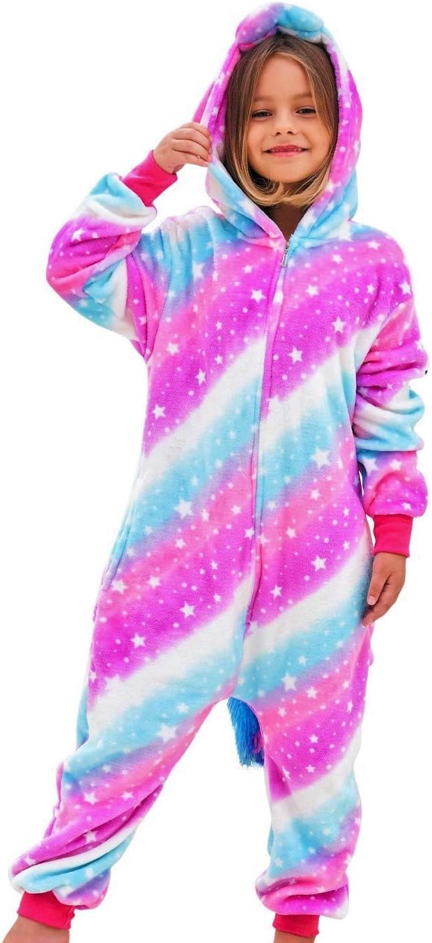 Soft Unicorn Hooded Pajamas Onesie Costume for Girls