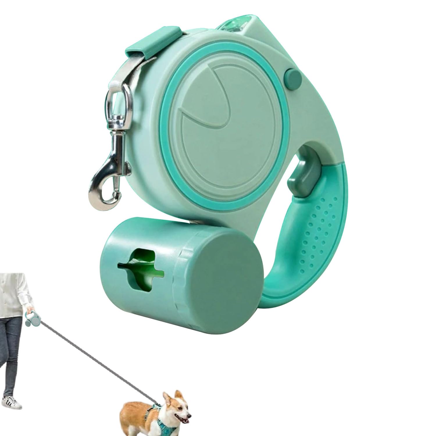 Photo 1 of Retractable Dog Fancy Leash with Flashlight and Dispenser, 16 ft Dog Retractable Leash is Perfect for Safe and Comfortable Walking with Your Pet - Suitable for Dogs - Green