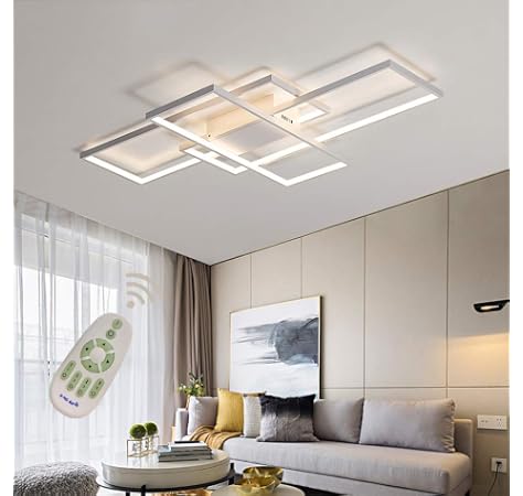 Led Modern Ceiling Light Flush Mount Square Fixture Living Room Lamp Dimmable With Remote Control Acrylic Shade White Chandelier Pendant Lighting For Dining Room Bedroom Bathroom Kitchen Restroom Amazon Com