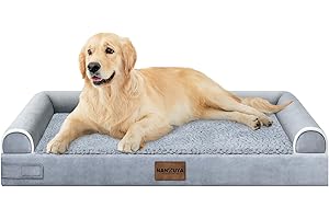 NANUYA Large Dog Bed Orthopedic Washable: Beds Bolster XL Bed Large Big Dogs Memory Foam Couch Sofa Waterproof with Removable Cover