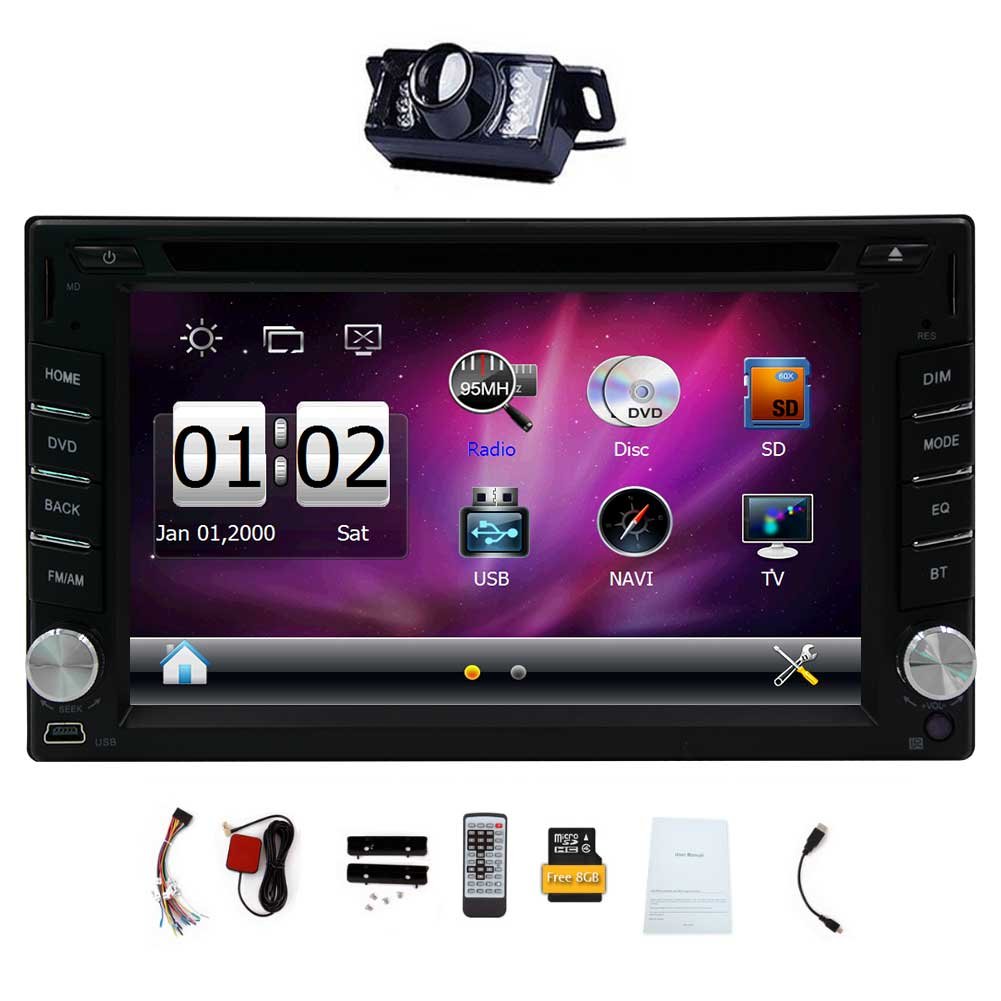 6.2" Double 2 DIN Car DVD CD Video Player Bluetooth GPS Navigation Digital  Touch Screen Car Stereo Radio Car PC 800MHZ CPU !!!
