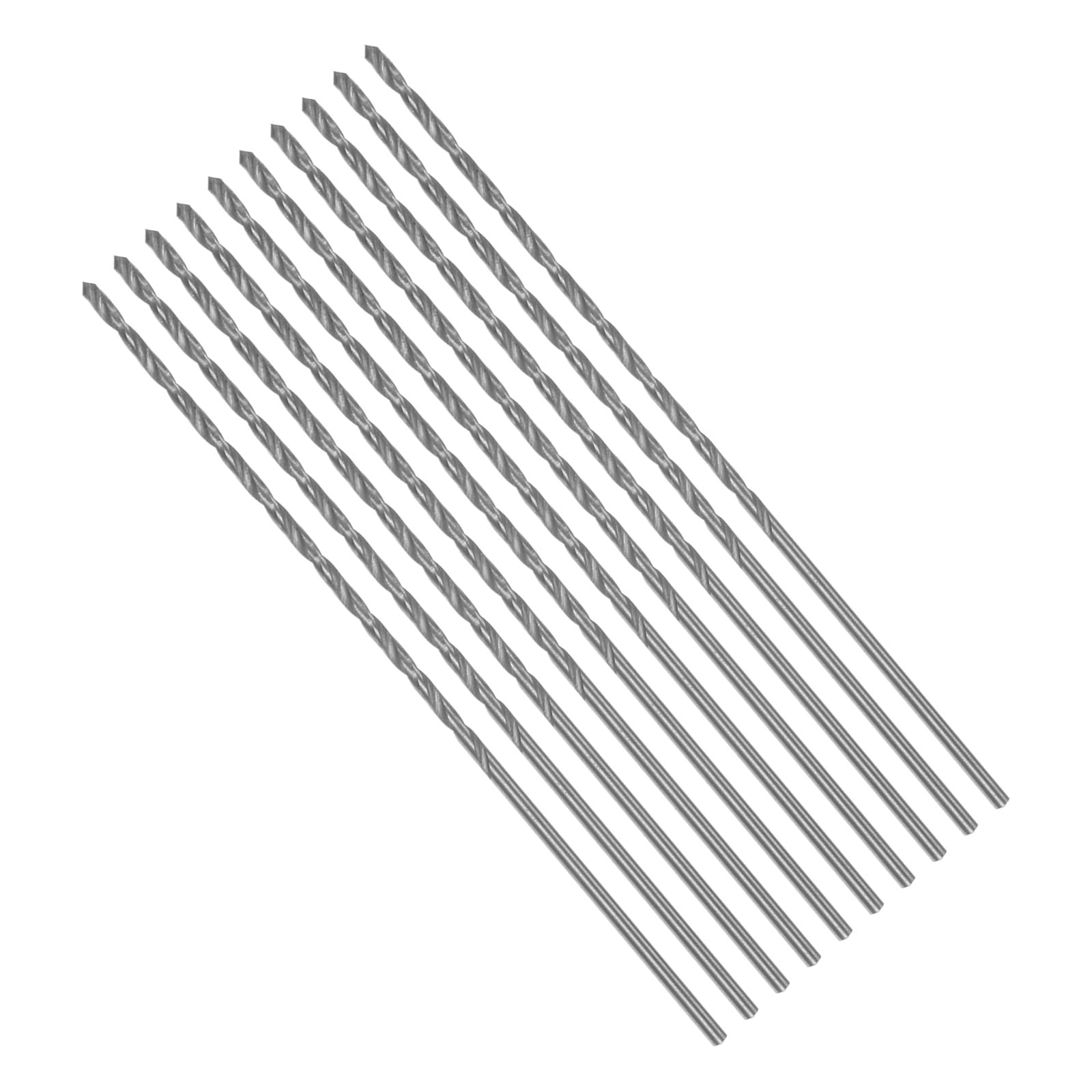 CoCud Long Twist Drill Bits, 1.5mm Cutting Diameter 0.06" Shank 1.77" Blade Length, High-Speed Steel Jobber Bit Set (Applications: for Metal Wood Plastic), 10-Pieces
