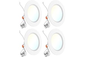 SUNCO LIGHTING Sunco 6 Inch LED Recessed Light Retrofit, Can Lights for Ceiling, 1700 LM High Brightness, Selectable CCT 2700K/3000K/4000K/5000K/6000K, 17W=120W, Dimmable, Baffle Trim, Damp Rated UL 4 Pack.